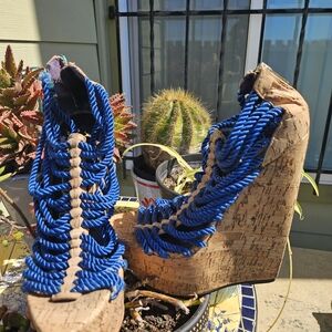 London Trash Blue Rope Cork Wedges